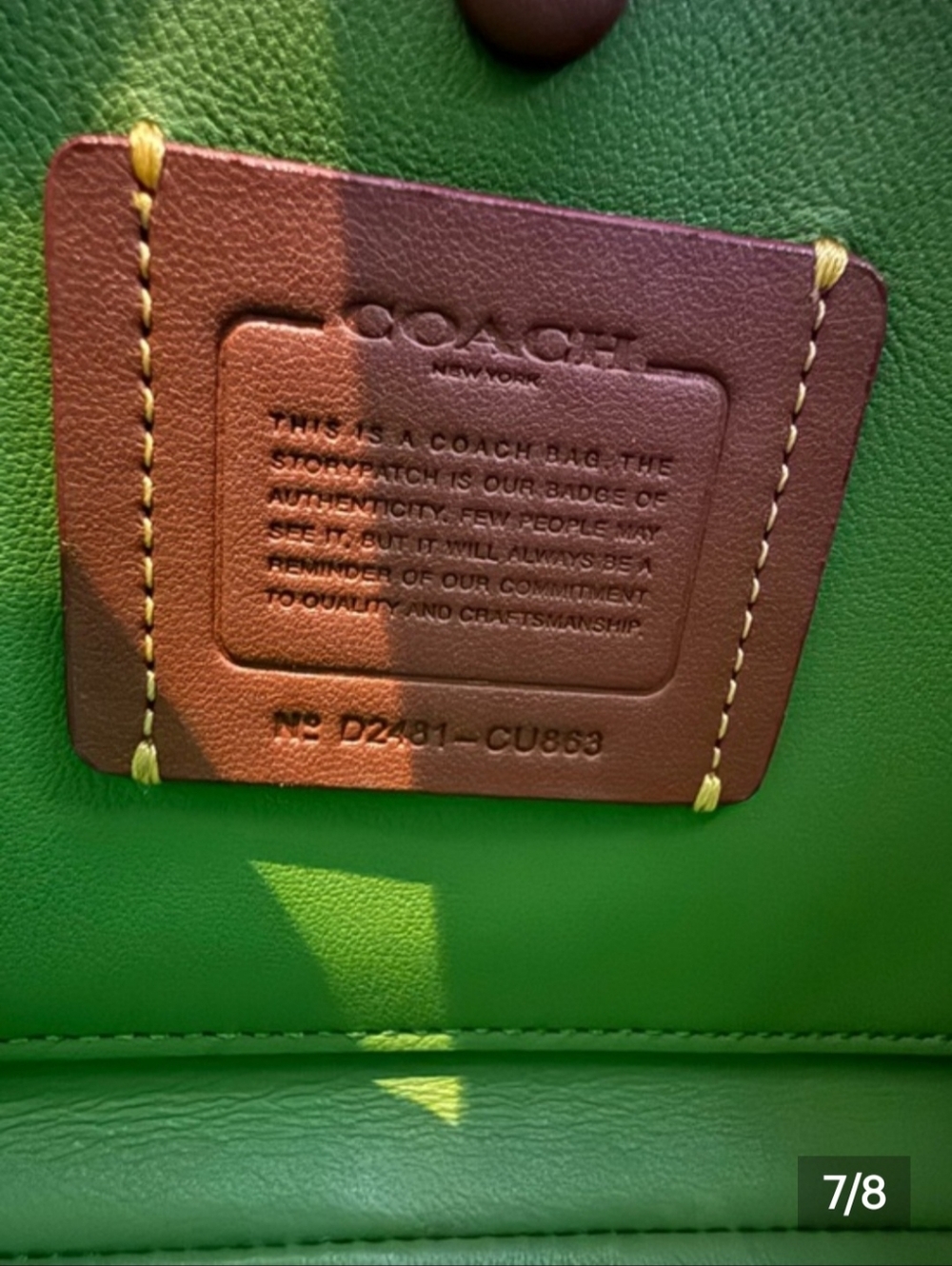 COACH Borough Bowling Bag - Dark Lime - Picture 7 of 7